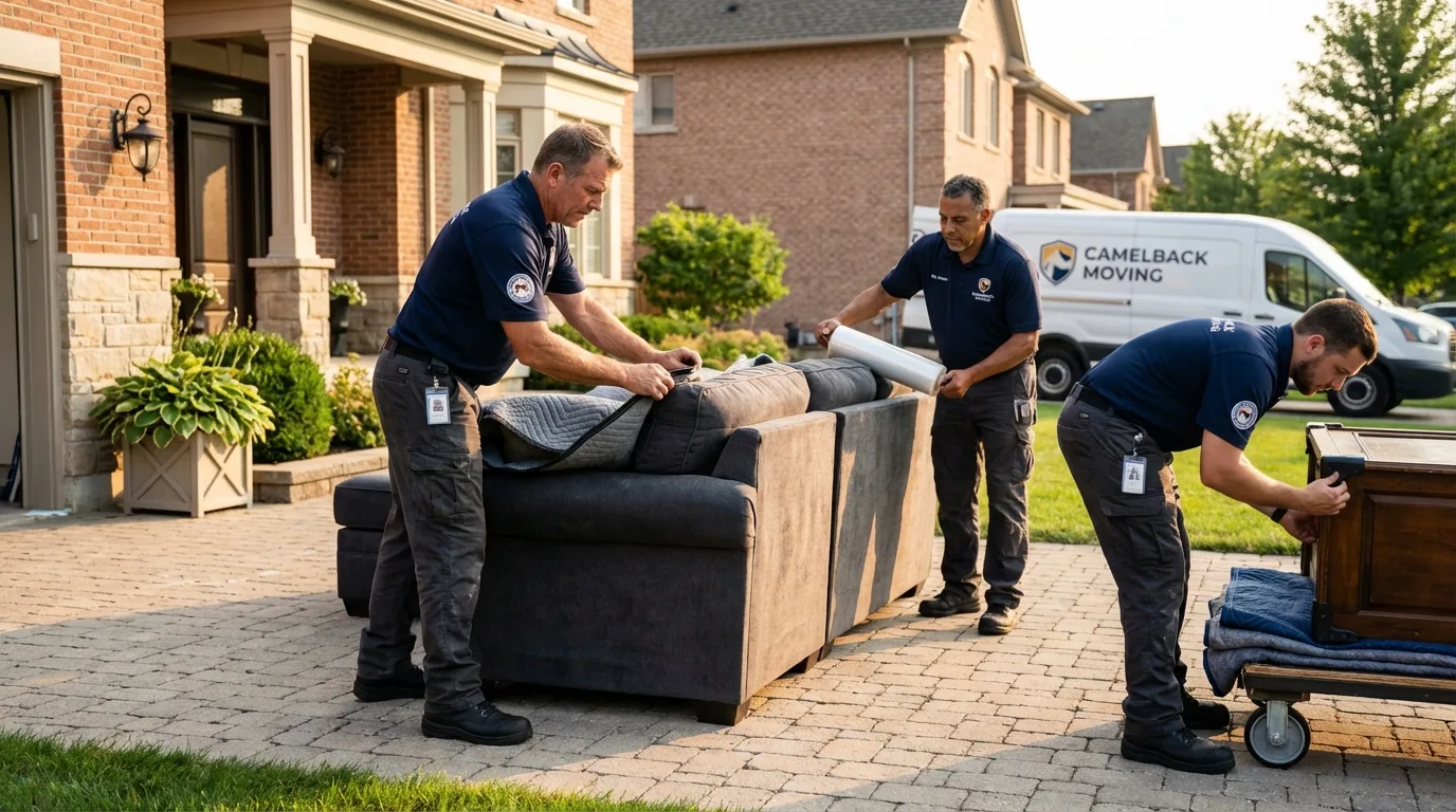 Large estate moving crew wrapping furniture in Saint Pauls, NC